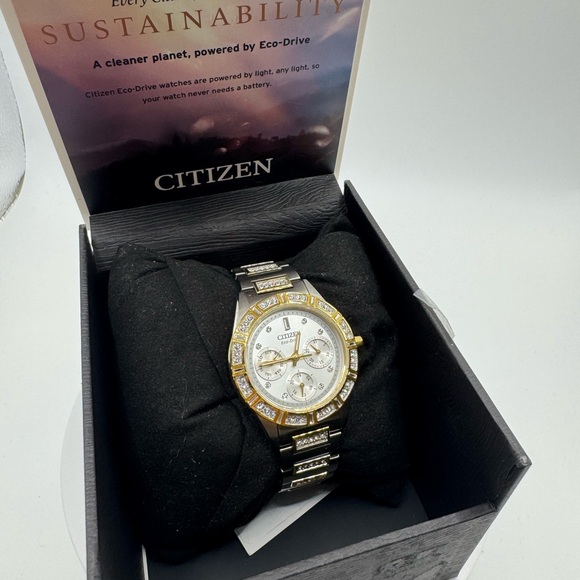 Citizen Eco Drive Crystal Two Tone Stainless Steel Ladies Watch main image 5
